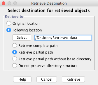 retrieve destination